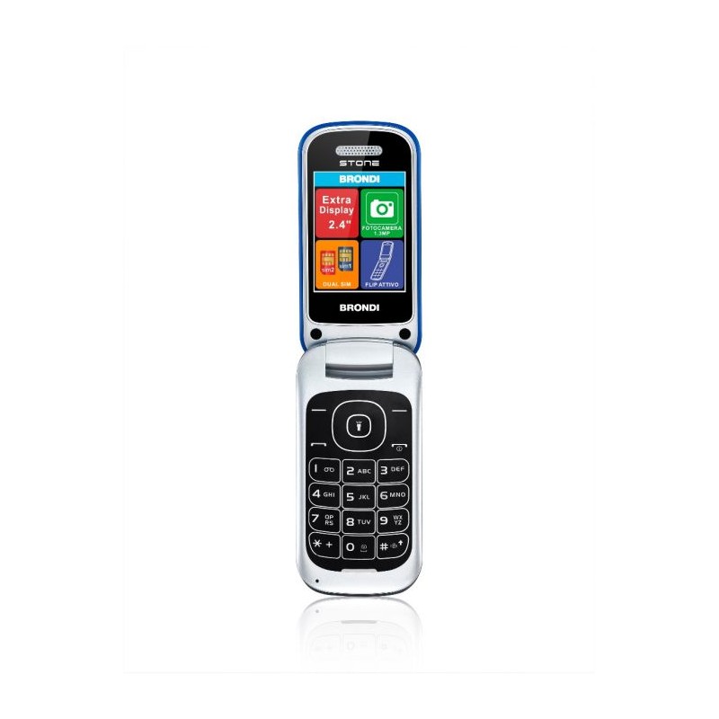 BRONDI STONE+ ITALIA BLUE Dual Sim, LCD 2,4, Fotocamera 1.3 mpx, Memoria Espandibile, Apertura a FLIP