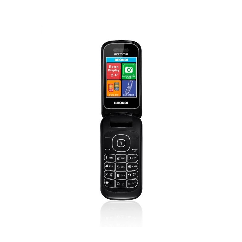 BRONDI STONE+ ITALIA Nero Dual Sim, LCD 2,4, Fotocamera 1.3 mpx, Memoria Espandibile, Apertura a FLIP