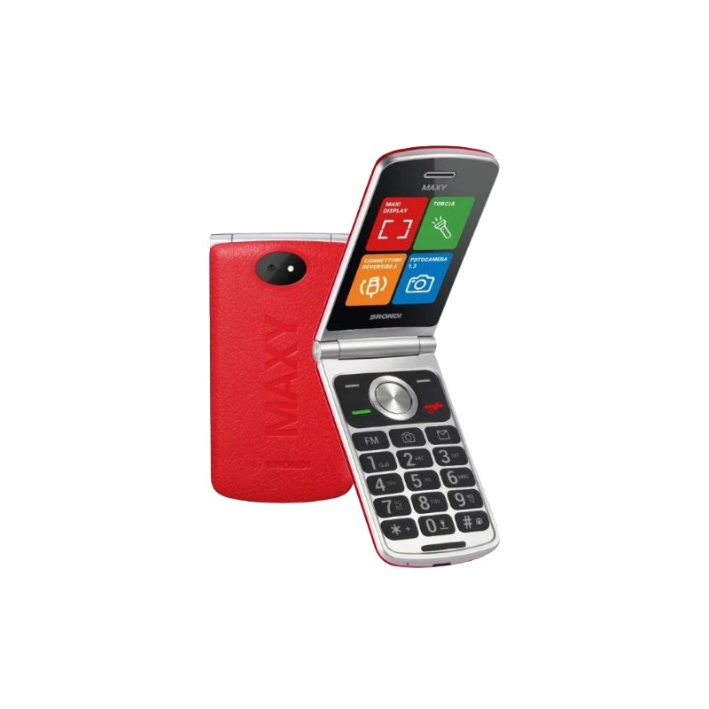 BRONDI MAXY ITALIA ROSSO, Apertura a Flip, Display 3 '' Quadri Band - Foto 1,3 Mpx, Bluetooth 2.1 - Dual SIM