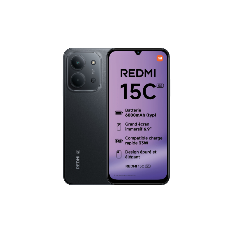 XIAOMI REDMI 15C 8+8/256GB Global Black Con Alimentatore