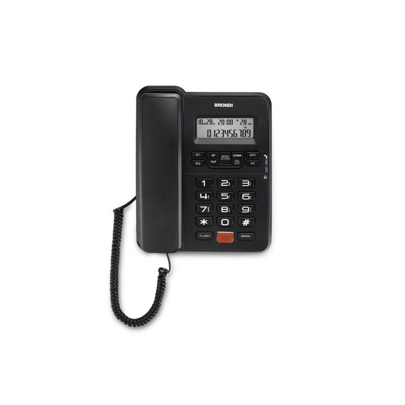 BRONDI OFFICE DESK NERO, CORDED ITALIA, LCD, tasti grandi, vivavoce,  tasto rp