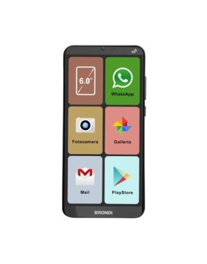 BRONDI AMICO SMARTPHONE XL, NERO per Anziani 4G LCD 6 WHATSAPP, SKYPE, GPS, BASE DI RICARICA