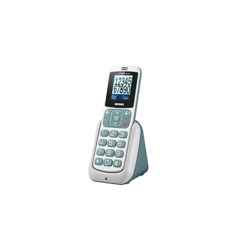 BRONDI AMICO HOME ITALIA BIANCO/GRIGIO per anziani TASTI GRANDI, Audio amplificato, Vivavoce, tasto SOS, Torcia, Dual Sim