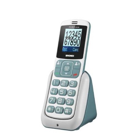 BRONDI AMICO HOME ITALIA BIANCO/GRIGIO per anziani TASTI GRANDI, Audio amplificato, Vivavoce, tasto SOS, Torcia, Dual Sim