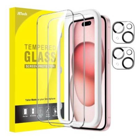 Pellicola Vetro Lucida Con Applicatore iPhone 15 Box da 5pz