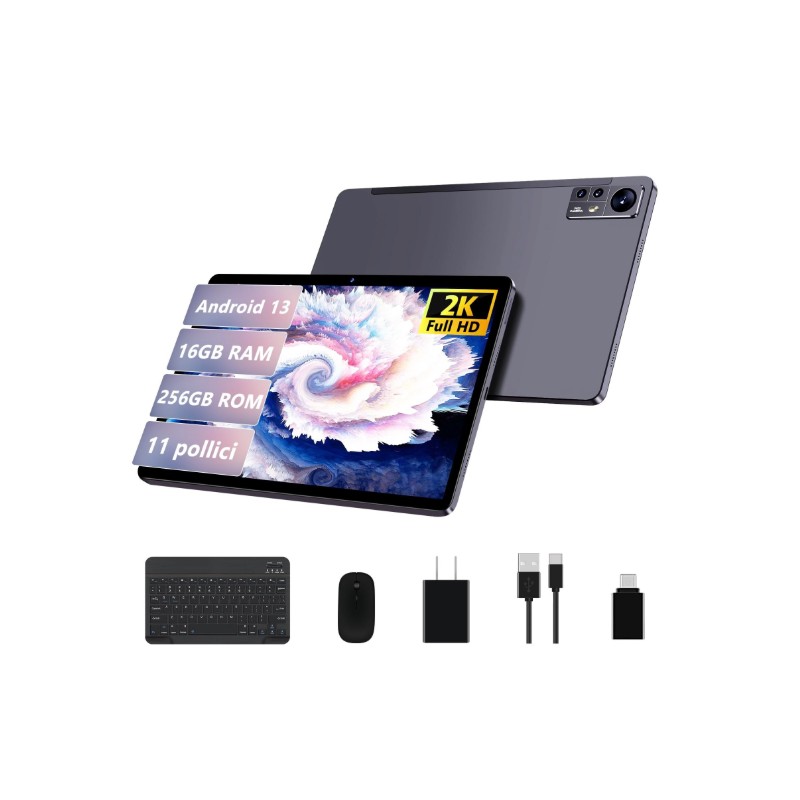 AOCWEI TABLET X800 11 2K FHD 16GB/256GB WIFI Con Tastiera, Mouse e Cover Gold